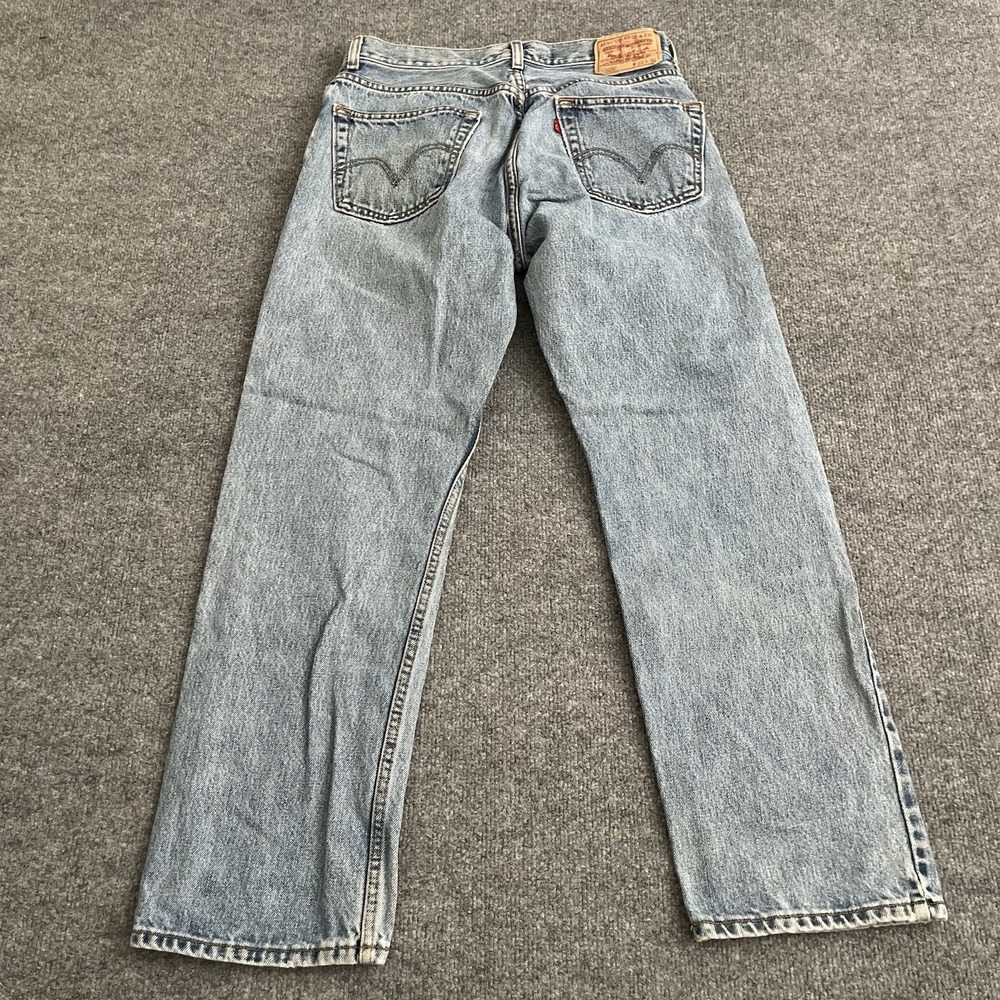 Levi's 505 Regular Fit Jeans Mens 30x29 Light Wash 2007 Distressed Denim Y2K